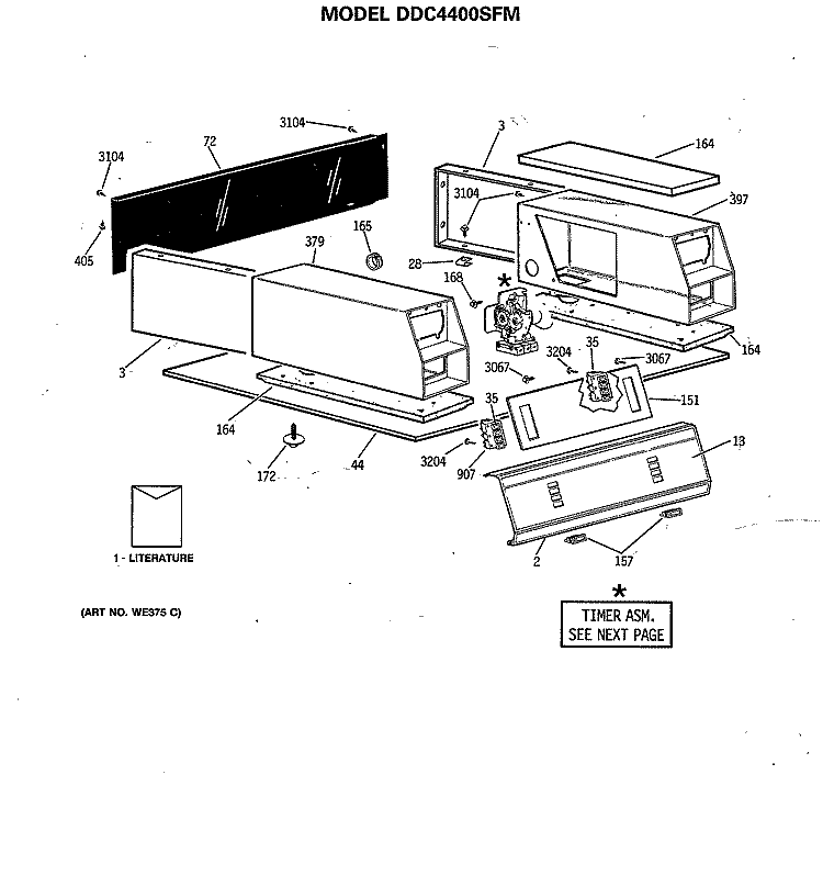 Section Diagram and Parts List for DDC4400SFM  General Electric Dryer