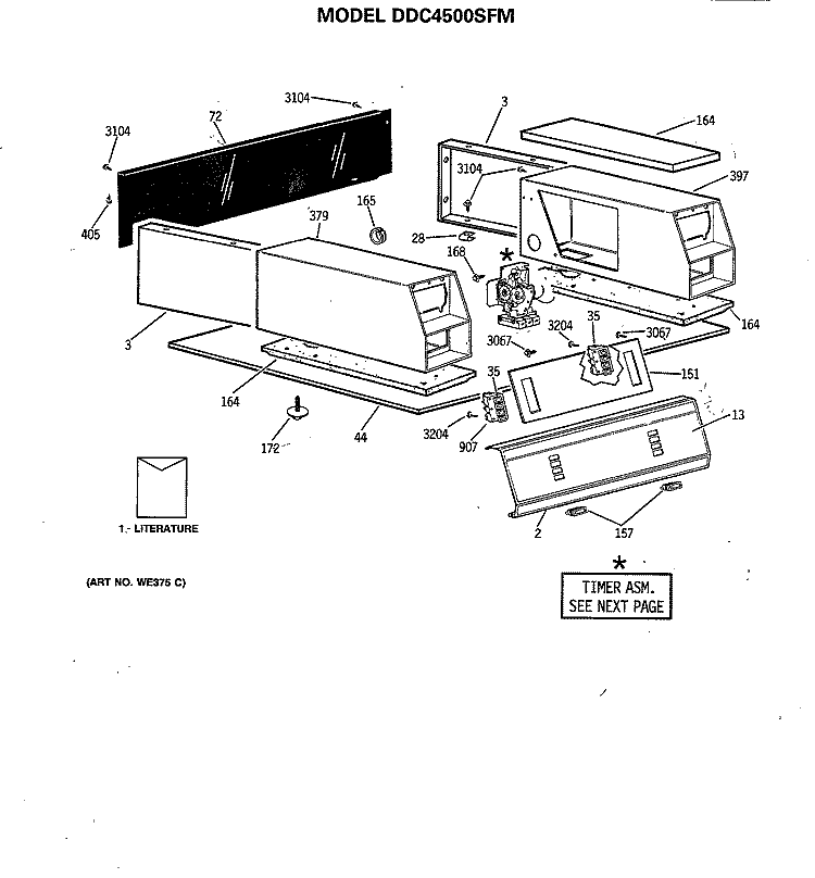 Section Diagram and Parts List for DDC4500SFM  General Electric Dryer