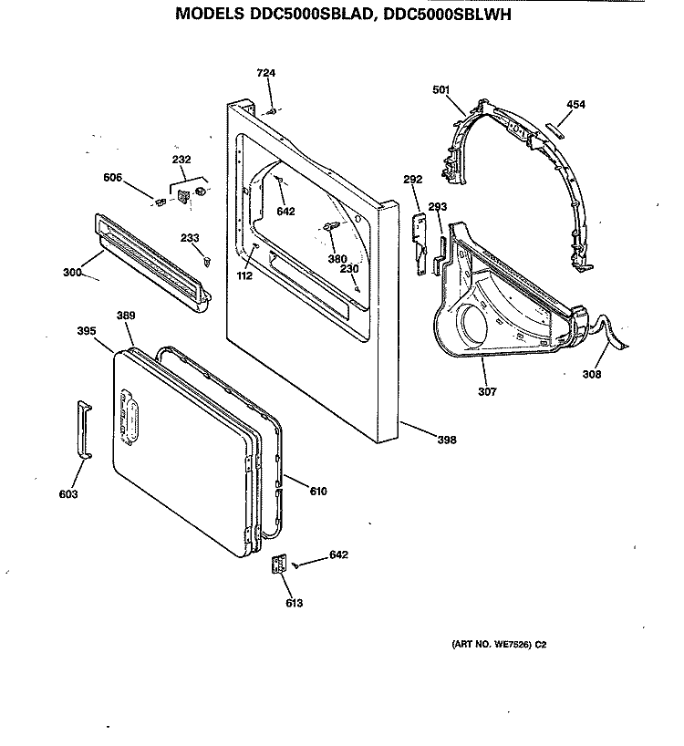 Section Diagram and Parts List for DDC5000SBLAD  General Electric Dryer