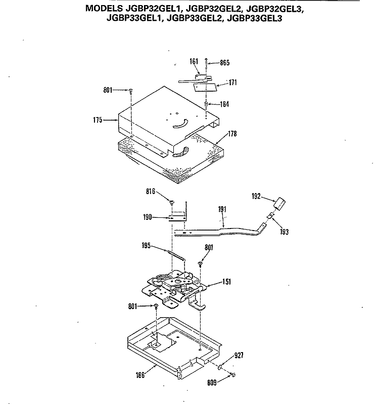 Section Diagram and Parts List for JGBP32GEL2  General Electric Range