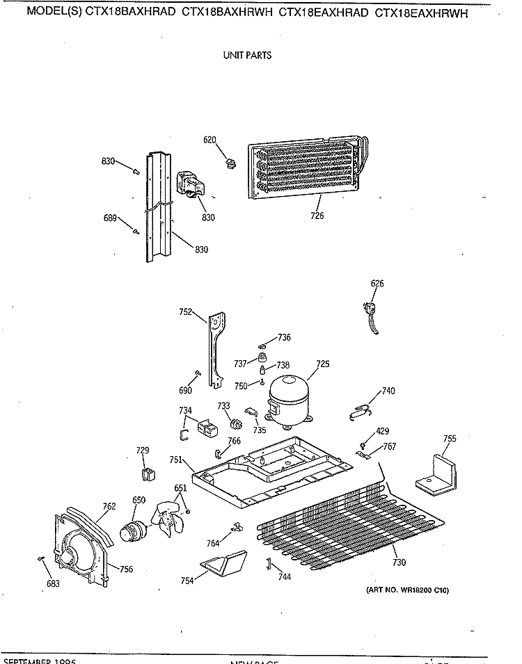 UNIT PARTS Diagram and Parts List for CTX18BAXHRWH  Hotpoint Refrigerator