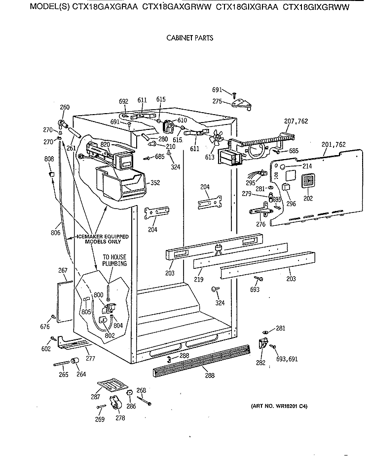 CABINET PARTS Diagram and Parts List for CTX18GAXGRAA  Hotpoint Refrigerator