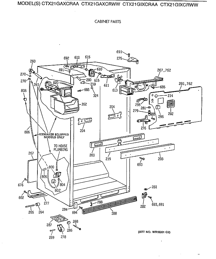 CABINET PARTS Diagram and Parts List for CTX21GIXCRAA  Hotpoint Refrigerator