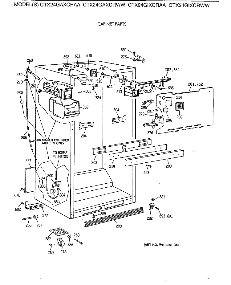 CABINET PARTS Diagram and Parts List for CTX24GIXCRAA  Hotpoint Refrigerator
