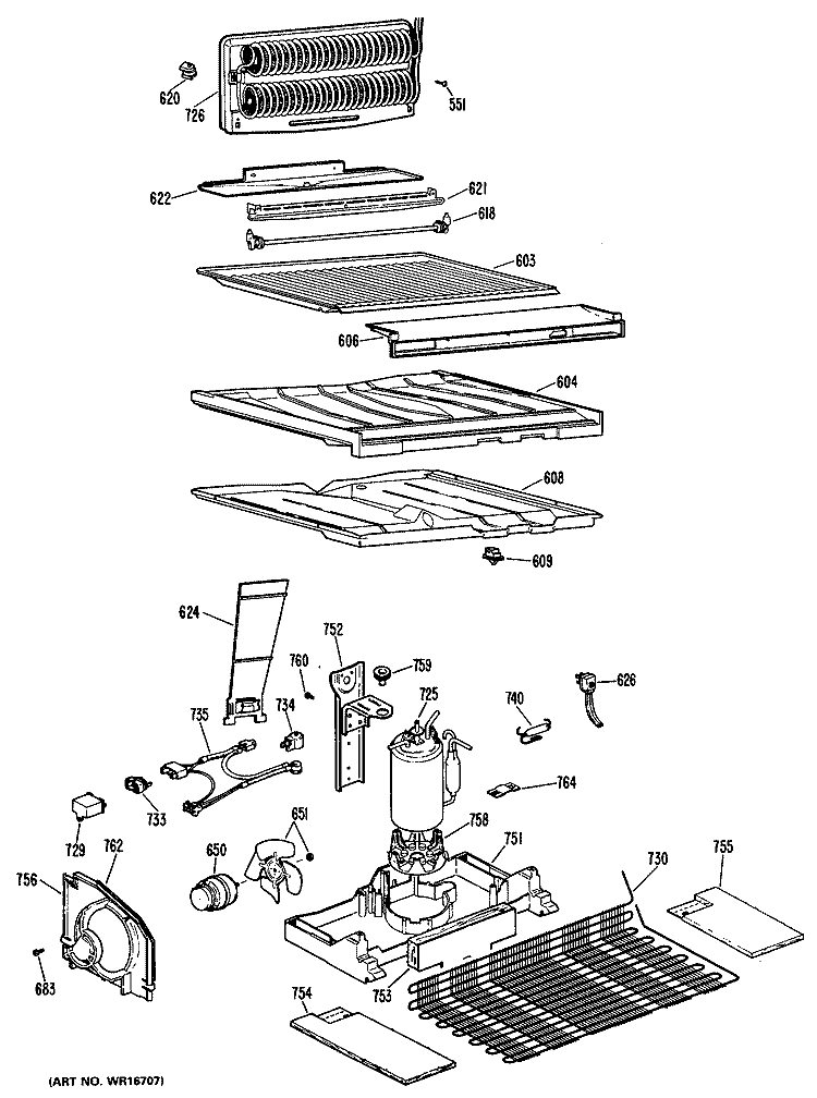 Section Diagram and Parts List for CTX18EKER  Hotpoint Refrigerator