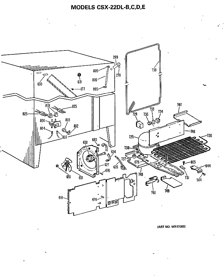 Section Diagram and Parts List for CSX22DLD  Hotpoint Refrigerator