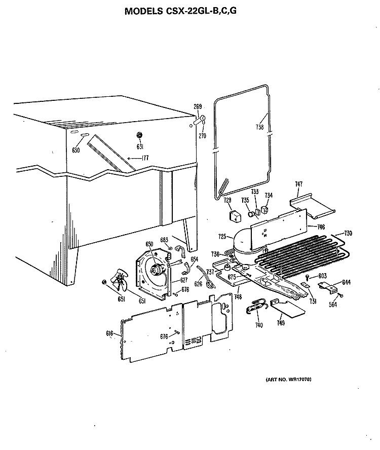 Section Diagram and Parts List for CSX22GLC  Hotpoint Refrigerator