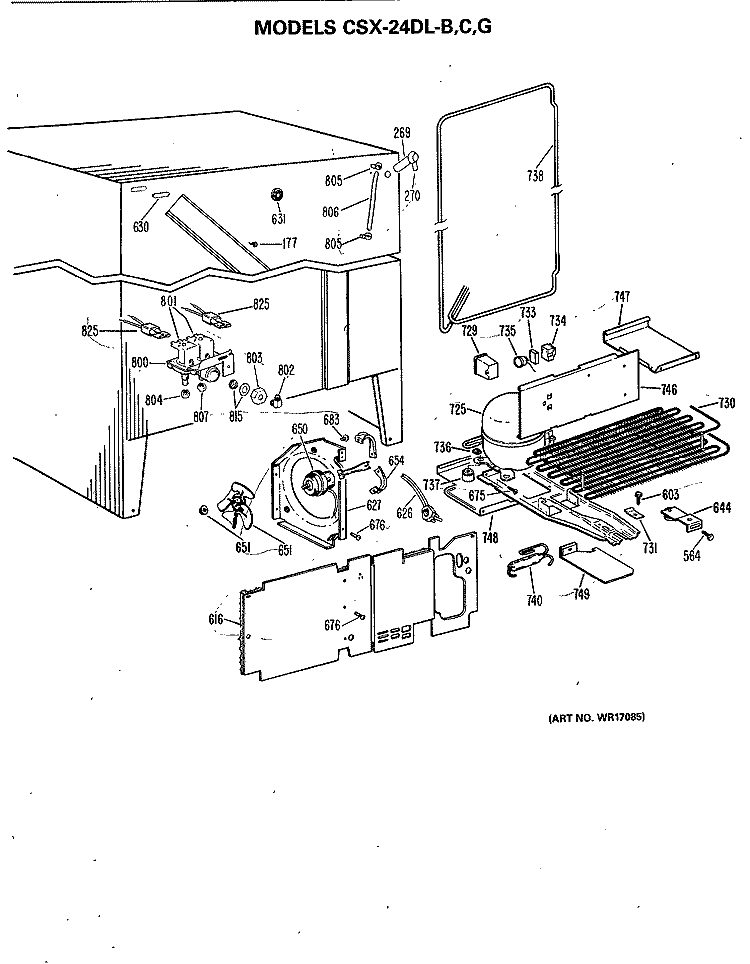 Section Diagram and Parts List for CSX24DLB  Hotpoint Refrigerator