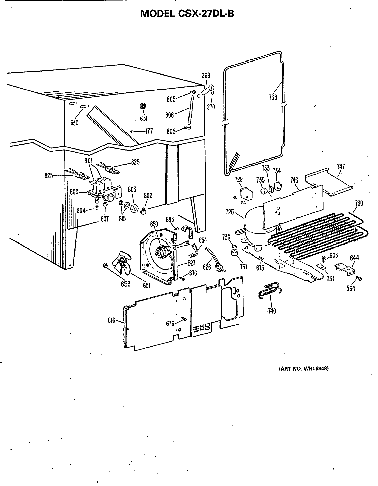 Section Diagram and Parts List for CSX27DLB  Hotpoint Refrigerator