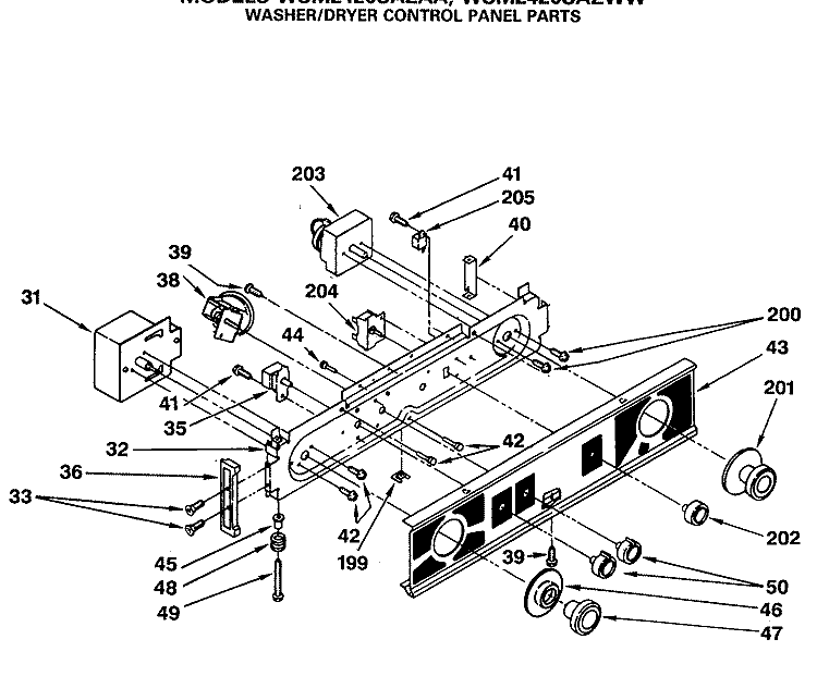 WASHER / DRYER CONTROL PANEL PARTS Diagram and Parts List for WSM2420SAZWW  General Electric Washer Dryer Combo