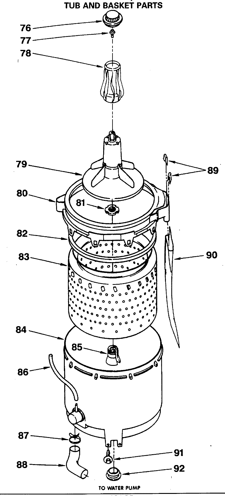 TUB AND BASKET PARTS Diagram and Parts List for WSM2420SAZWW  General Electric Washer Dryer Combo