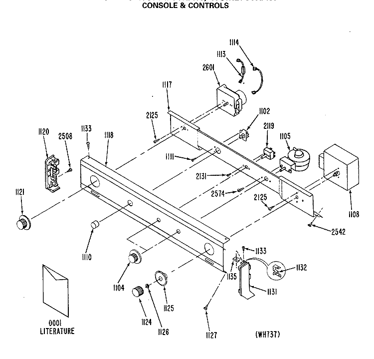 CONSOLE & CONTROLS Diagram and Parts List for WSM2700RAW  General Electric Washer Dryer Combo