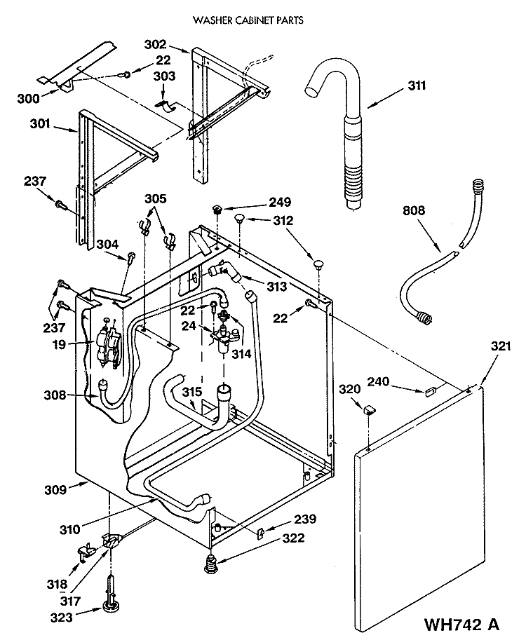 WASHER CABINET PARTS Diagram and Parts List for WSM2480SAZWW  General Electric Washer Dryer Combo