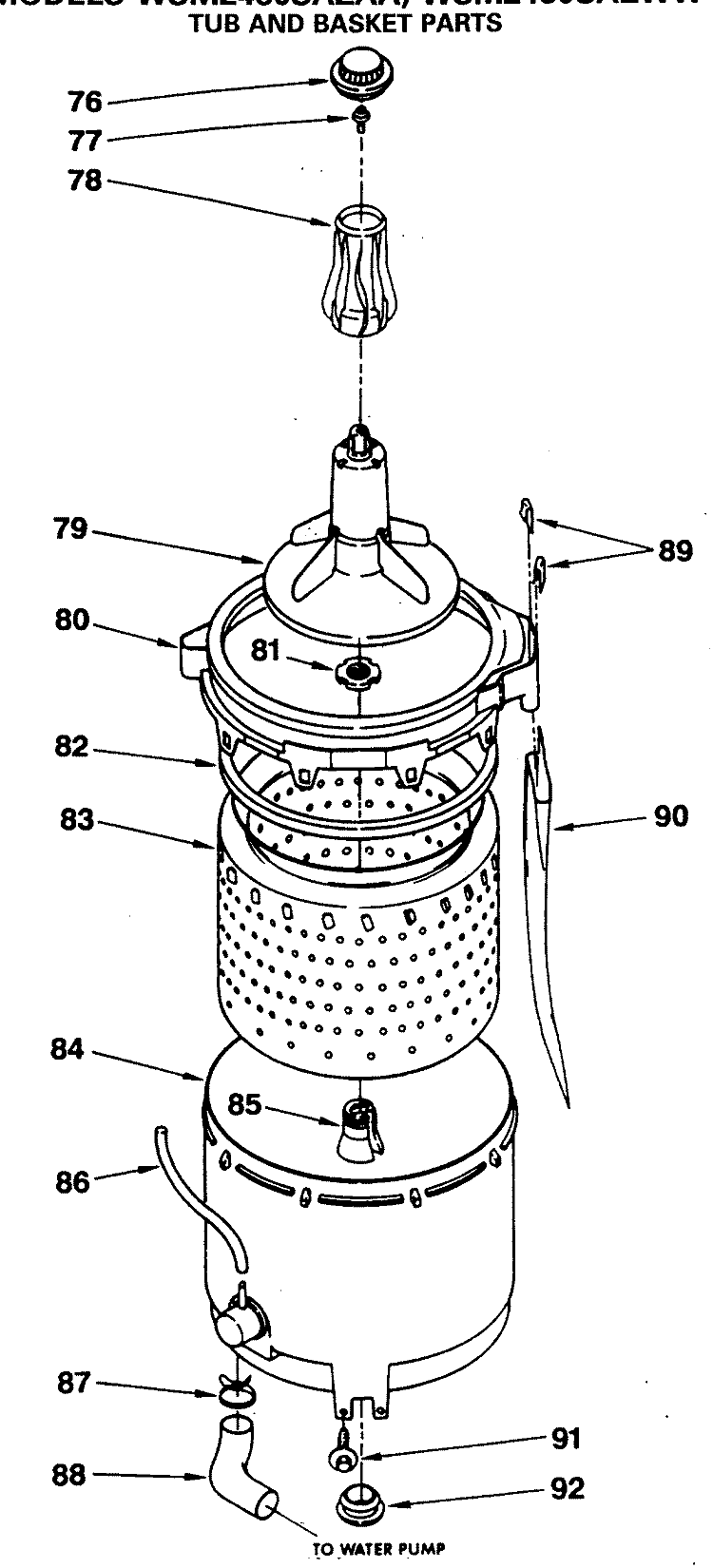 TUB AND BASKET PARTS Diagram and Parts List for WSM2480SAZWW  General Electric Washer Dryer Combo