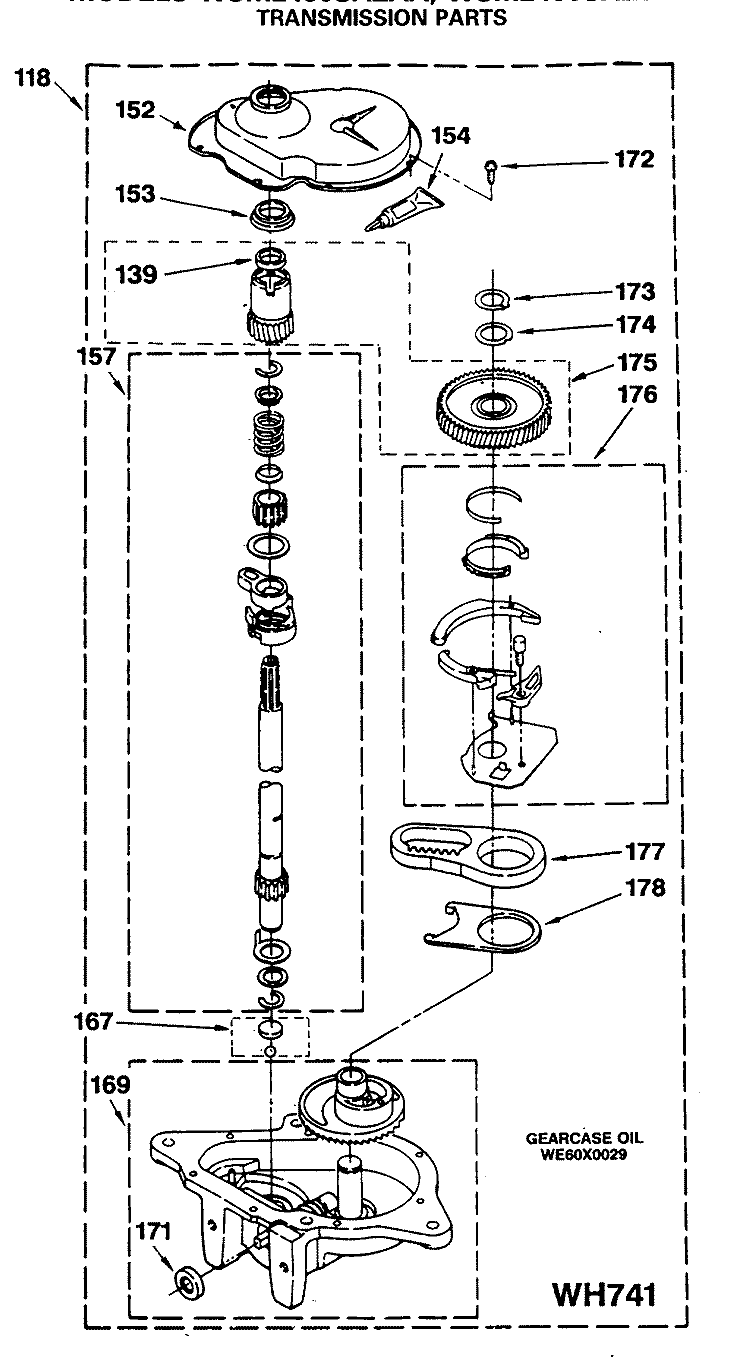 TRANSMISSION PARTS Diagram and Parts List for WSM2480SAZWW  General Electric Washer Dryer Combo