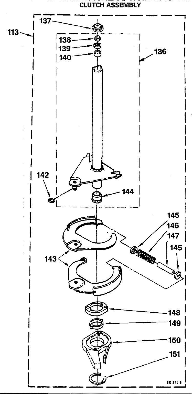 CLUTCH ASSEMBLY Diagram and Parts List for WSM2480SAZWW  General Electric Washer Dryer Combo
