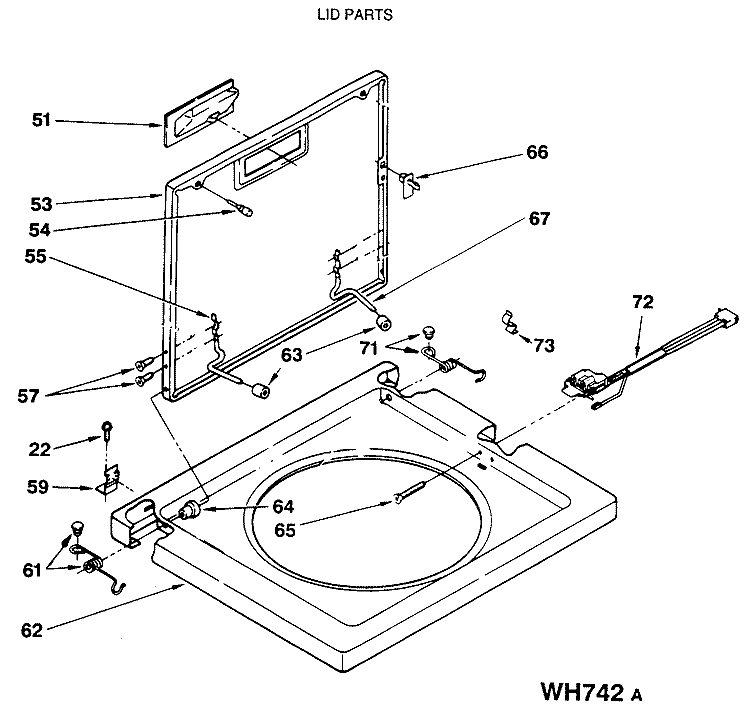 LID PARTS Diagram and Parts List for WSM2420SBZWW  General Electric Washer Dryer Combo
