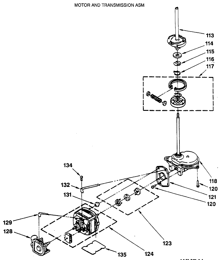 MOTOR AND TRANSMISSION ASM Diagram and Parts List for WSM2420SBZWW  General Electric Washer Dryer Combo