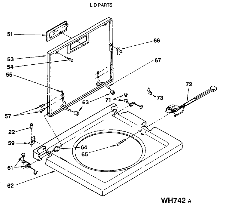 LID PARTS Diagram and Parts List for WSM2480SBZWW  General Electric Washer Dryer Combo