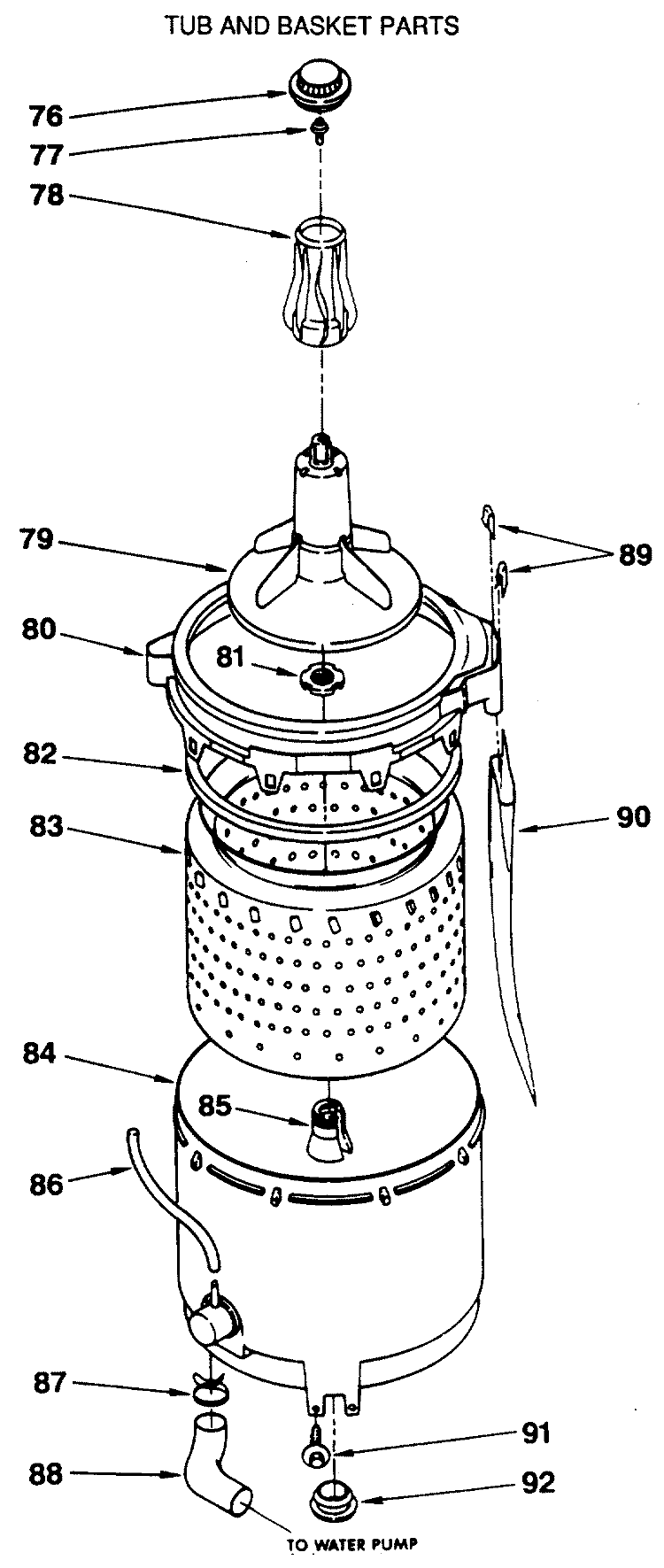 TUB AND BASKET PARTS Diagram and Parts List for WSM2480SBZWW  General Electric Washer Dryer Combo