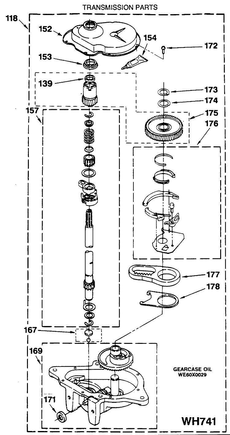 TRANSMISSION PARTS Diagram and Parts List for WSM2480SBZWW  General Electric Washer Dryer Combo