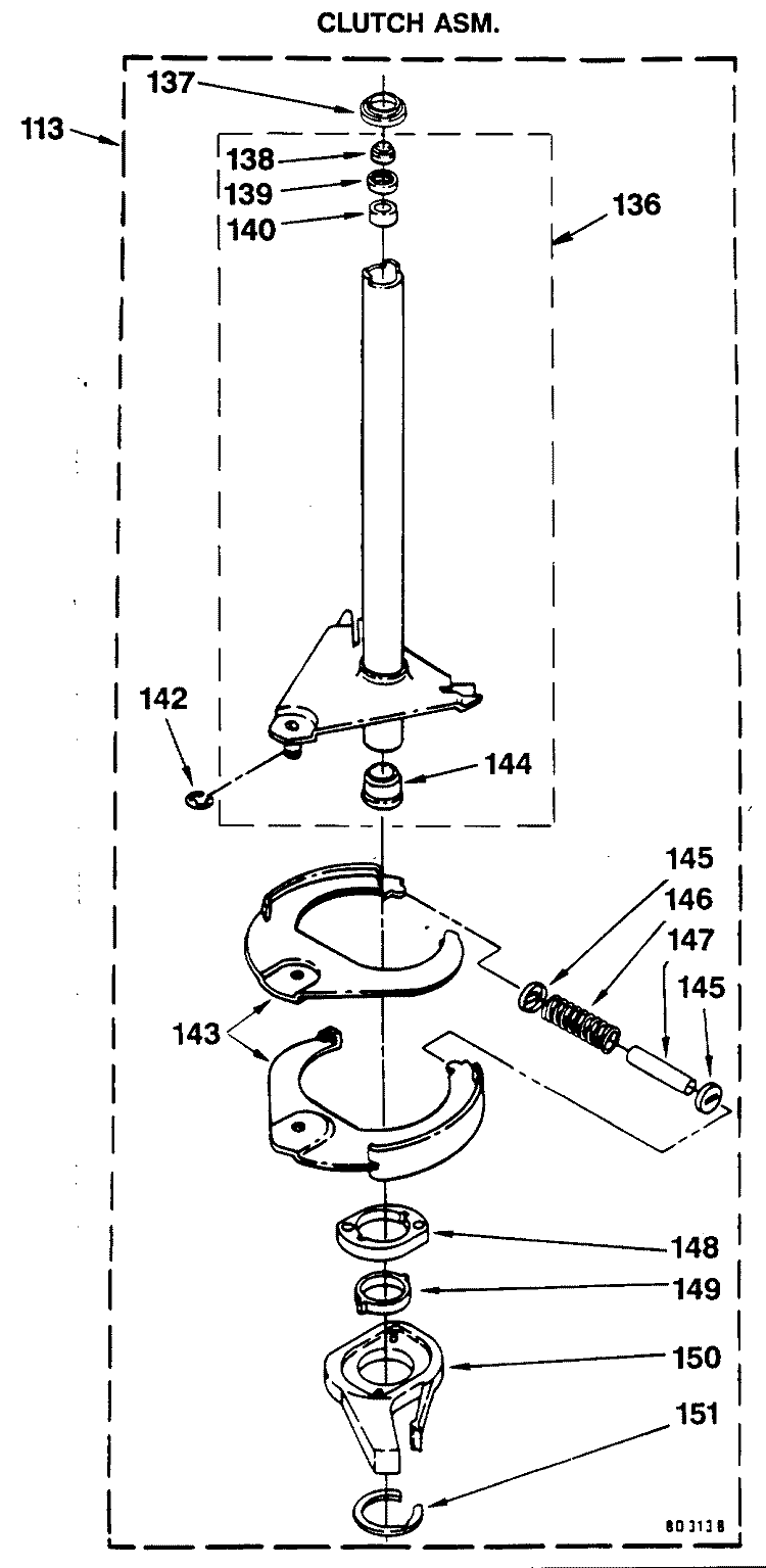 CLUTCH ASM. Diagram and Parts List for WSM2480SBZWW  General Electric Washer Dryer Combo