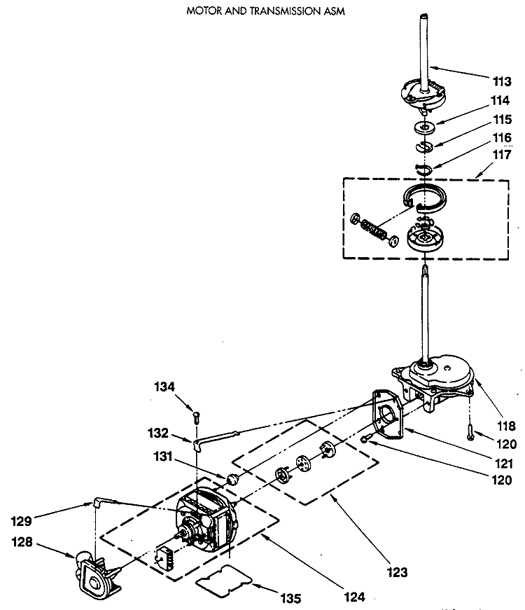 MOTOR AND TRANSMISSION ASM Diagram and Parts List for WSM2420SCZWW  General Electric Washer Dryer Combo