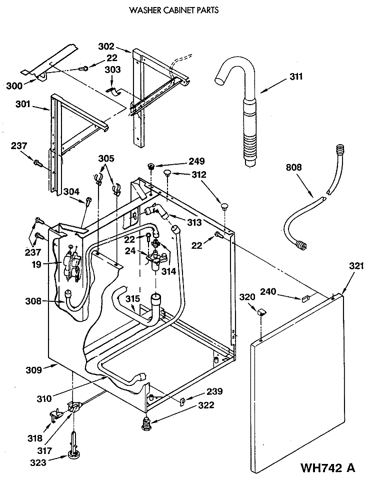 WASHER CABINET PARTS Diagram and Parts List for WSM2480SDZWW  General Electric Washer Dryer Combo