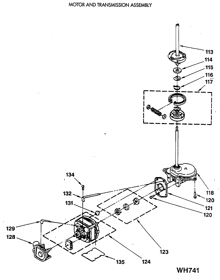 MOTOR AND TRANSMISSION ASSEMBLY Diagram and Parts List for WSM2480SDZWW  General Electric Washer Dryer Combo
