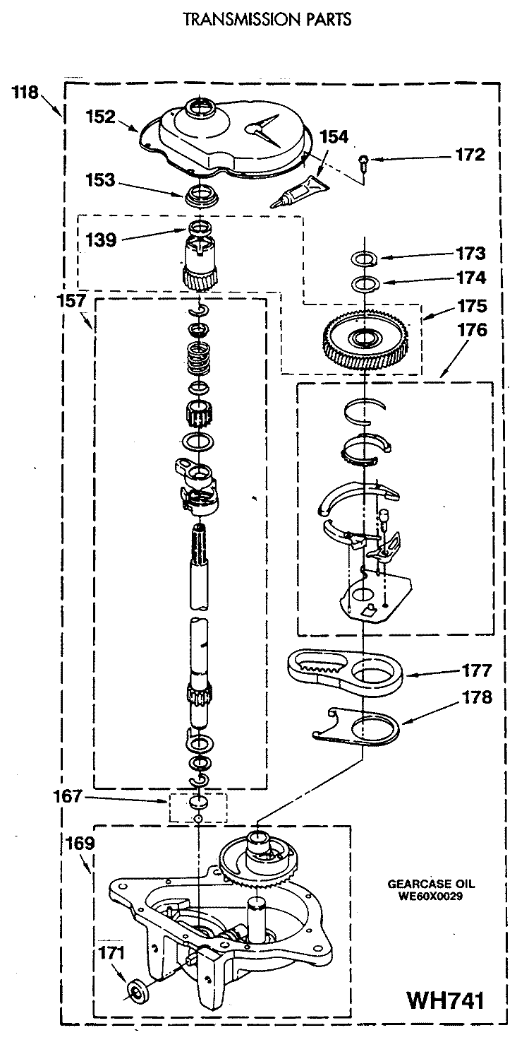 TRANSMISSION PARTS Diagram and Parts List for WSM2480SDZWW  General Electric Washer Dryer Combo