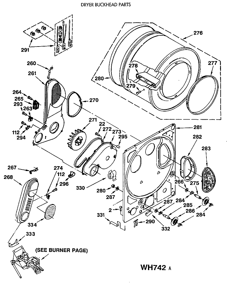 DRYER BUCKHEAD PARTS Diagram and Parts List for WSM2480SEZWW  General Electric Washer Dryer Combo