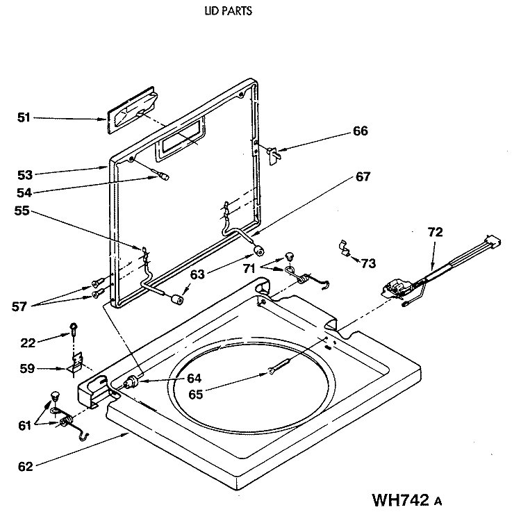 LID PARTS Diagram and Parts List for WSM2480SEZWW  General Electric Washer Dryer Combo