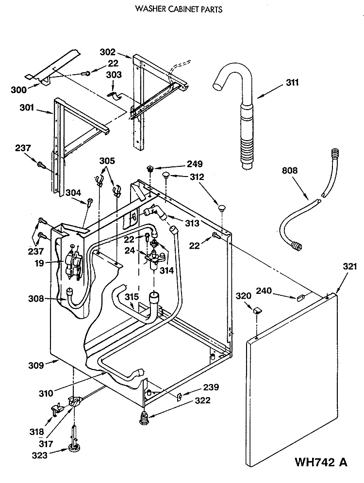 WASHER CABINET PARTS Diagram and Parts List for WSM2480SEZWW  General Electric Washer Dryer Combo