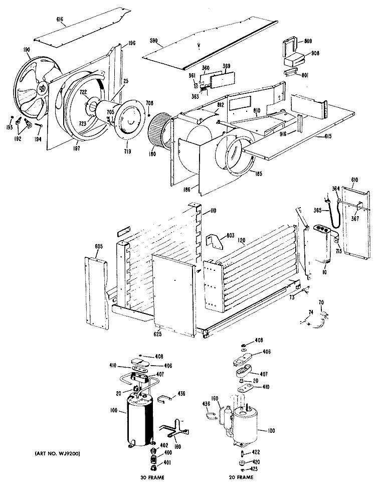 Section Diagram and Parts List for AFH12D1W1  General Electric Air Conditioner