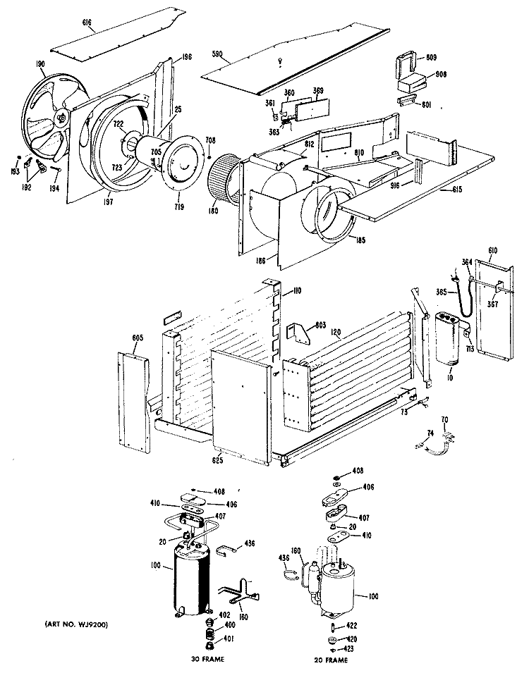 Section Diagram and Parts List for AFE12D1W1  General Electric Air Conditioner