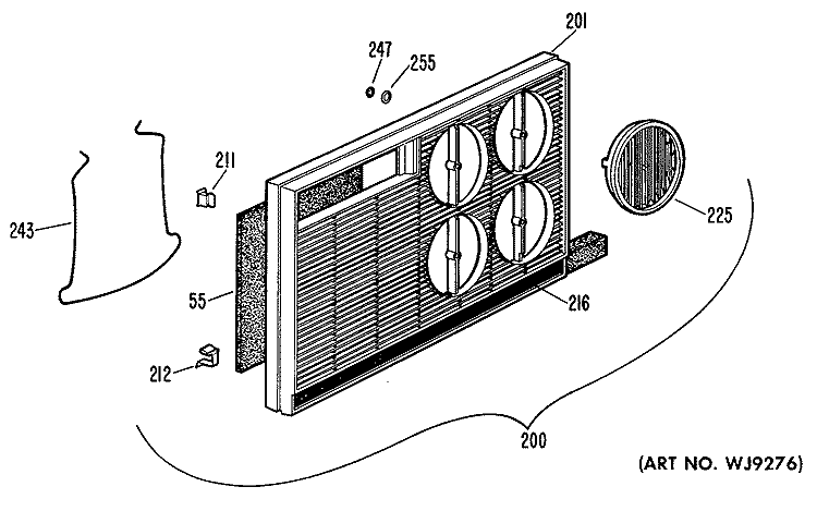 Section Diagram and Parts List for AJE10D1T1  General Electric Air Conditioner