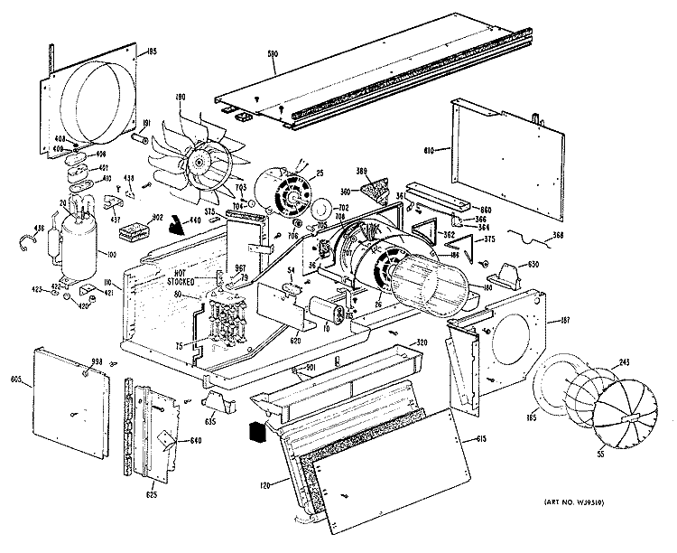 Section Diagram and Parts List for A2B518DXASSA  General Electric Air Conditioner