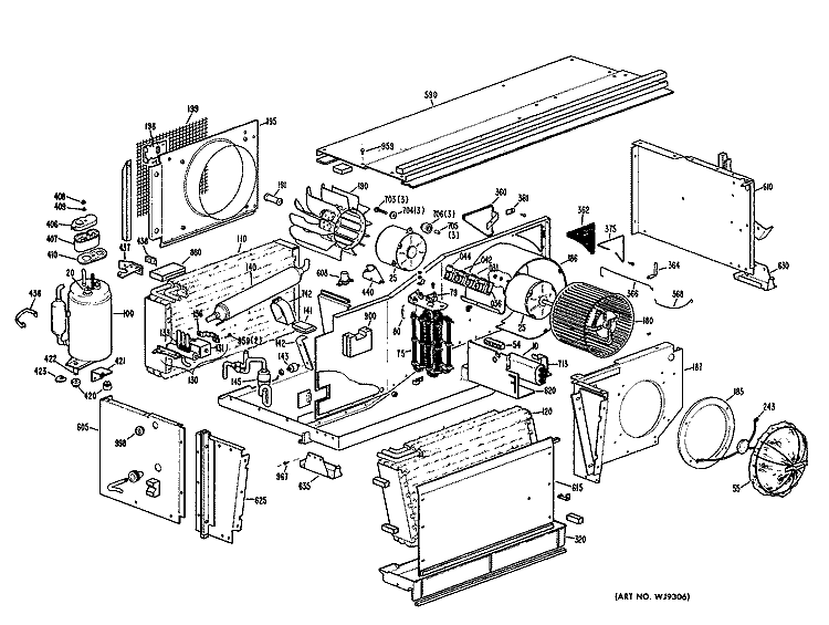 Section Diagram and Parts List for A3B789EVASD1  General Electric Air Conditioner