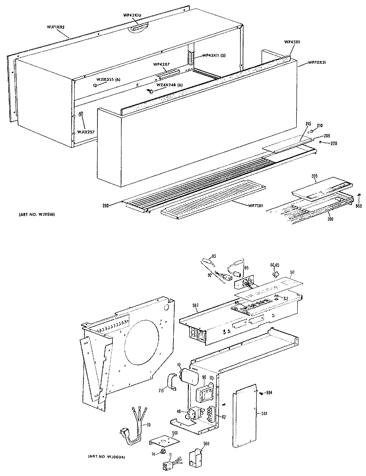 Section Diagram and Parts List for A2B593EPASQ1  General Electric Air Conditioner