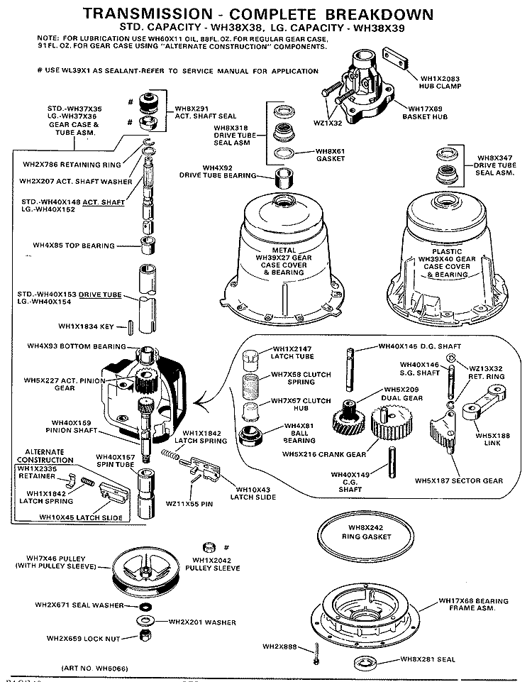 TRANSMISSION - COMPLETE BREAKDOWN Diagram and Parts List for WWA8480BAL  General Electric Washer