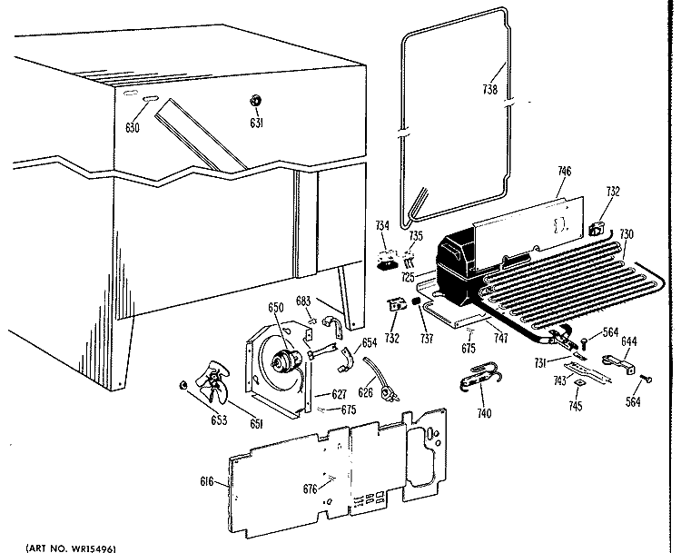 Section Diagram and Parts List for TFF19LBM  General Electric Refrigerator