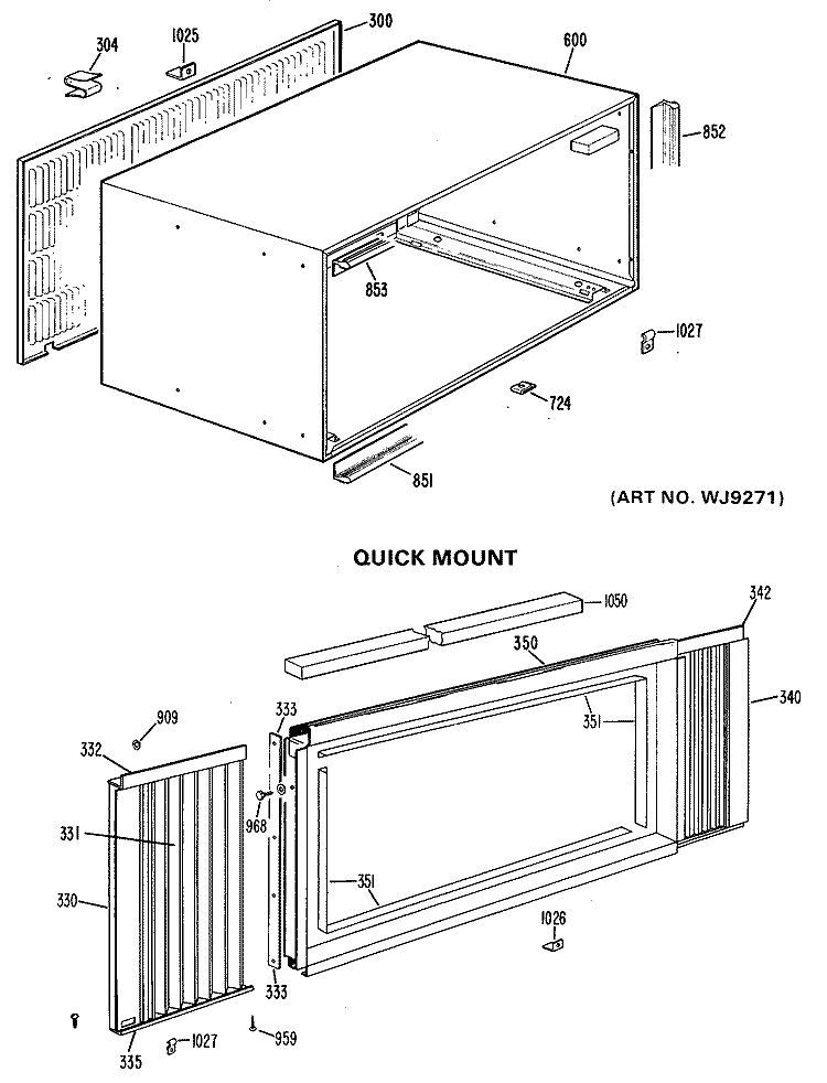 QUICK MOUNT Diagram and Parts List for AJH10D1T2  General Electric Air Conditioner