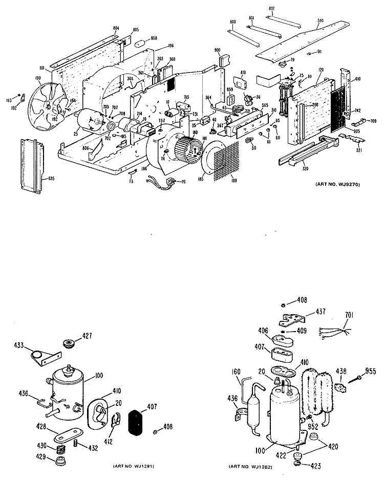 Section Diagram and Parts List for AJH10D1T2  General Electric Air Conditioner