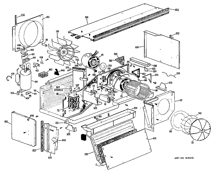 Section Diagram and Parts List for A2B679DEAS1M  General Electric Air Conditioner