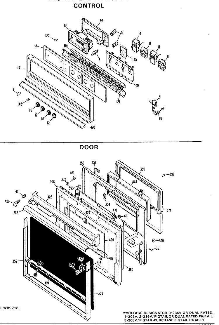CONTROL Diagram and Parts List for JKP27G*D1  General Electric Wall Oven