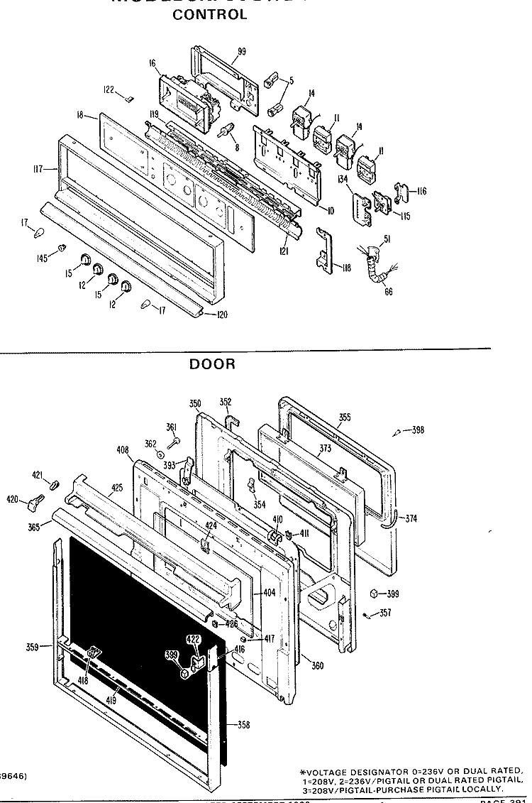 CONTROL Diagram and Parts List for JKP36G*D1  General Electric Wall Oven