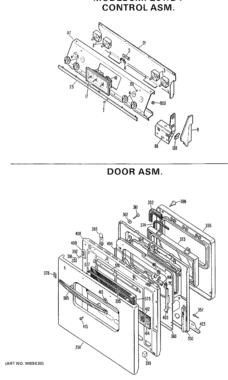 CONTROL ASM. Diagram and Parts List for JMP26*D1  General Electric Range