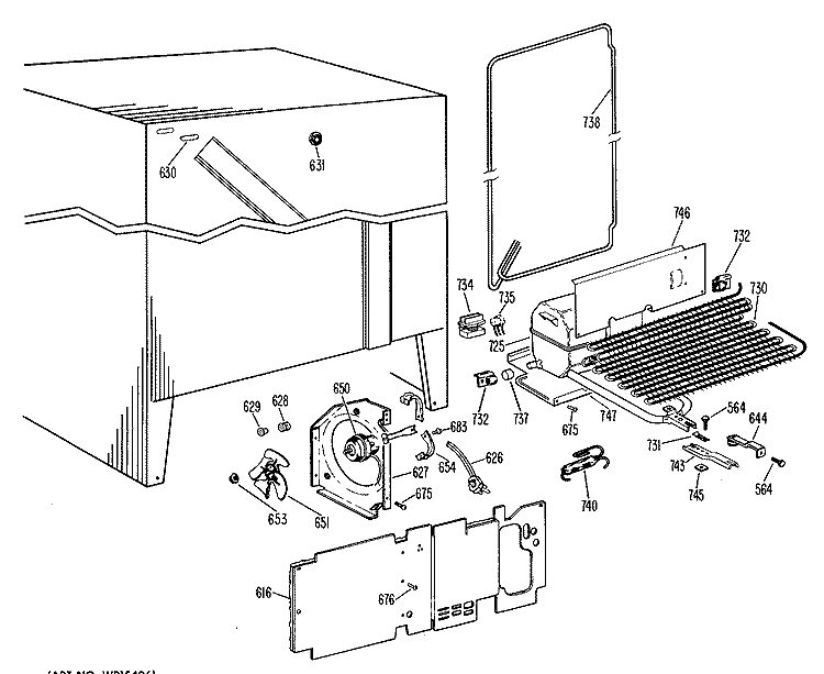 Section Diagram and Parts List for TFF24ZBM  General Electric Refrigerator