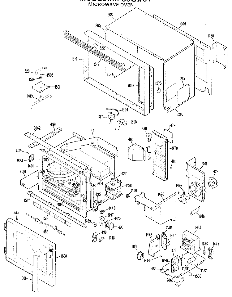 MICROWAVE OVEN Diagram and Parts List for JKP60G*01  General Electric Microwave Oven Combo