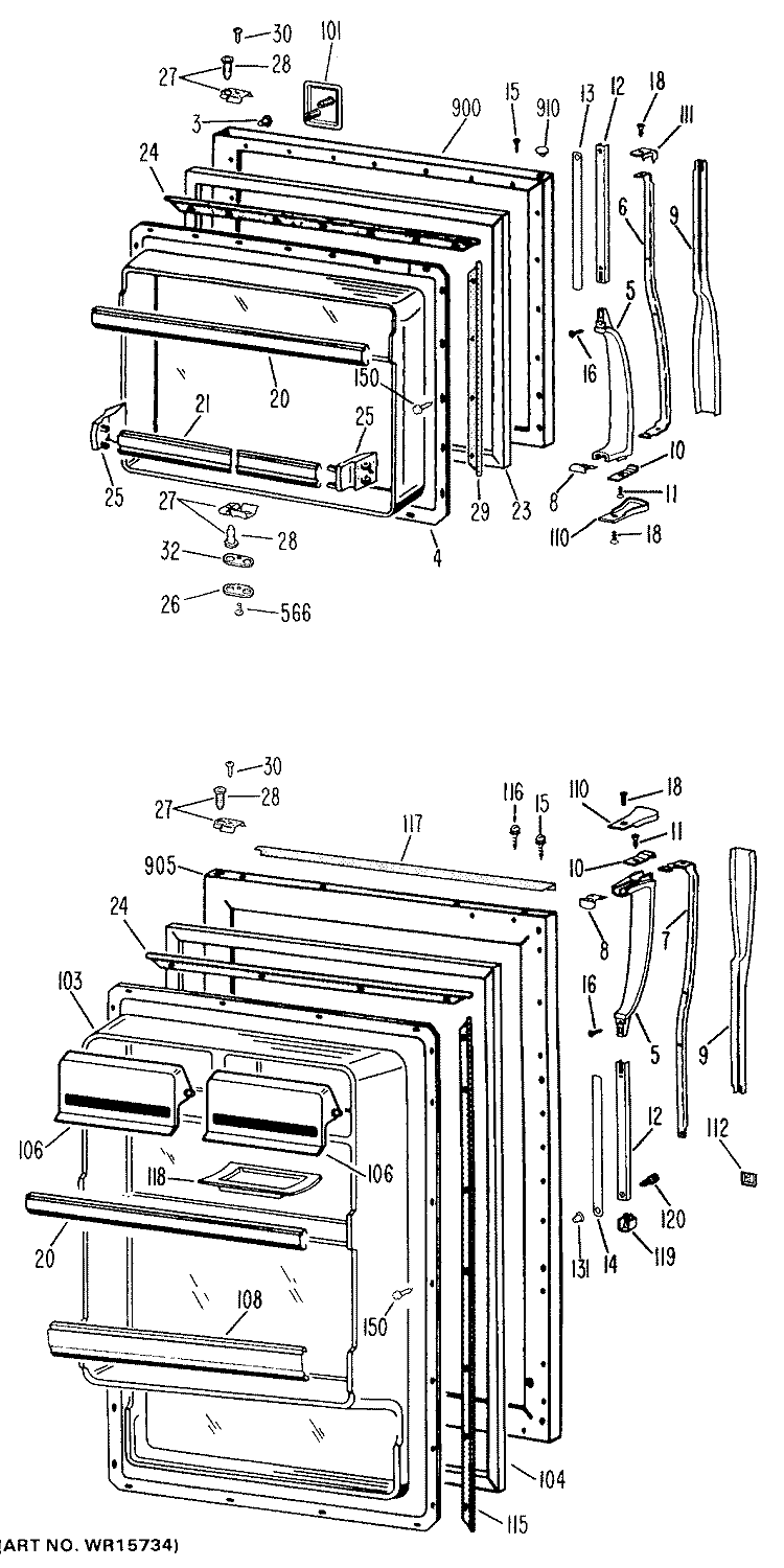 Section Diagram and Parts List for TBF15DCB  General Electric Refrigerator